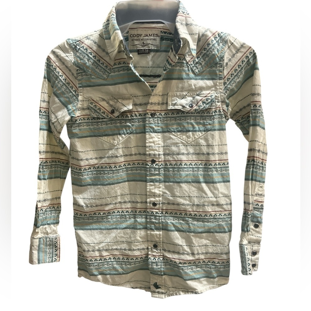 CODY JAMES - KIDS Teal and Cream Striped Shirt